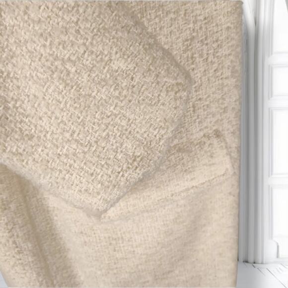 Vintage 80s Cream Wool Tweed Overcoat Double Breasted One Button Size 12 - Picture 6 of 16